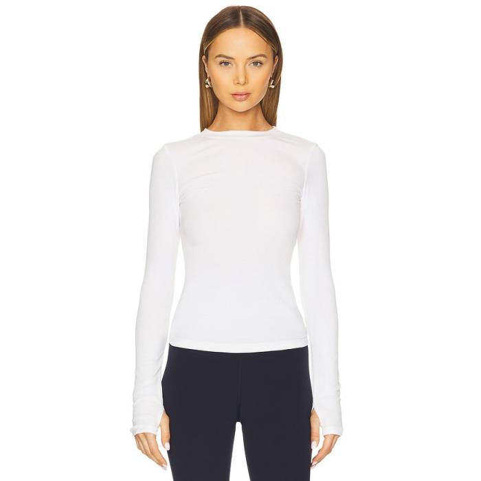 Splits59 【 Louise Rib Long Sleeve Top Women White 】 Sleeve 捩り レディース 白いこと 白いこと