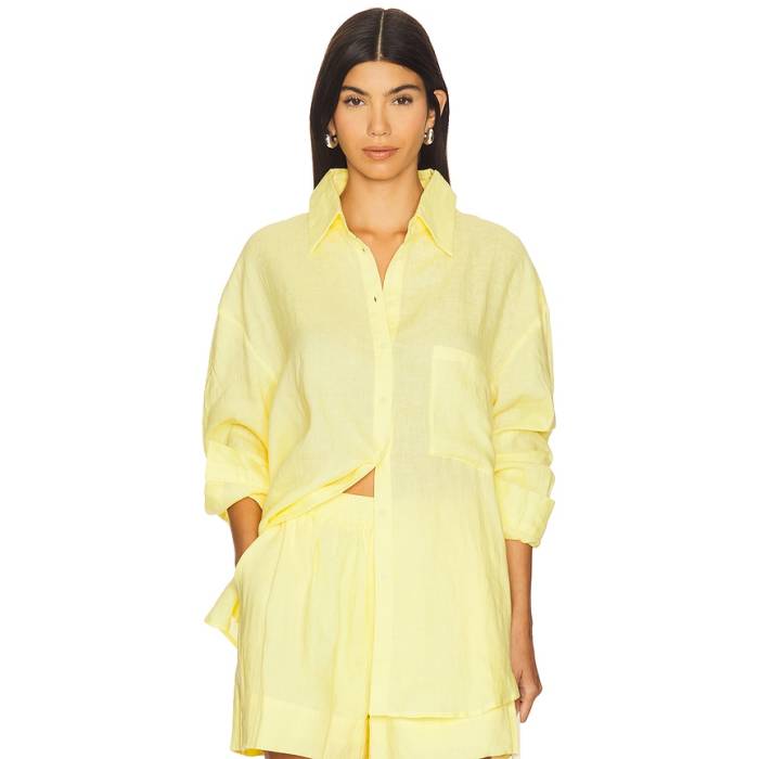 Aexae 【 Linen Woven Shirt Women Yellow 】 Woven ウーブン レディース yellow 黄味がかった・黄色