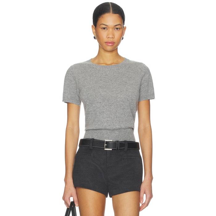 Aexae 【 Cashmere Cropped Knit Top Women Dark Grey 】 編み物 レディース 薄墨色 薄墨色