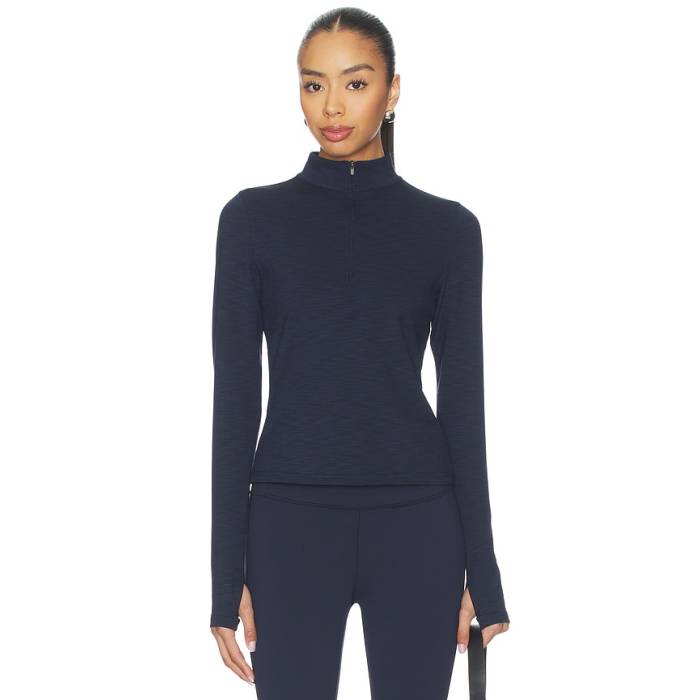 Splits59 【 Stevie Active Rib Half Zip Waist Length Top Women Heather Indigo 】 二分の一 レディース heather ギョリュウモドキ 藍色・インディゴ