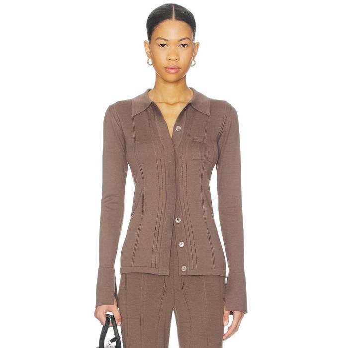 Remain 【 Light Knit Cardigan Women Chocolate Chip 】 編み物 ジレー レディース