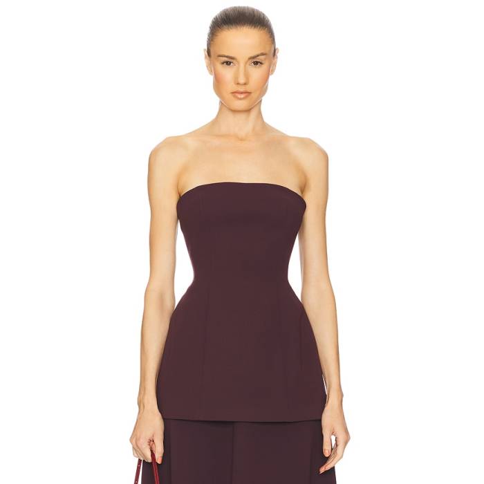 Helsa 【 The Heavy Crepe Tunic Top Women Eggplant 】 縮緬 レディース