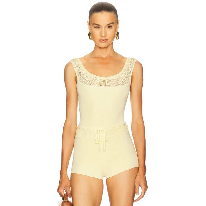 Helsa 【 Brie Bodysuit Women Butter Yellow 】 上半身背広 レディース yellow 黄味がかった・黄色