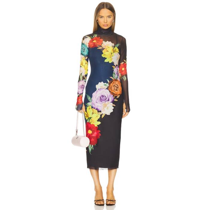 Afrm 【 Shailene Dress Women Citron Block Flora 】 御召しもの レディース
