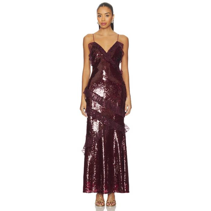 Loveshackfancy 【 Rialto Dress Women Bordeaux 】 御召しもの レディース