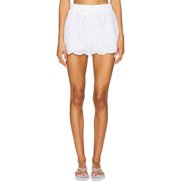 ビーチライオット Beach Riot 【 Aurelia Short Women White Magnolia Eyelet 】 レディース 白いこと 白いこと