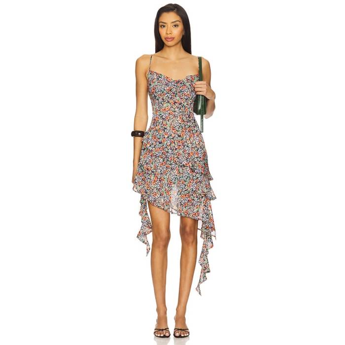 Afrm 【 Ashmont Dress Women Navy Ditsy 】 御召しもの レディース 紺色 米国海軍