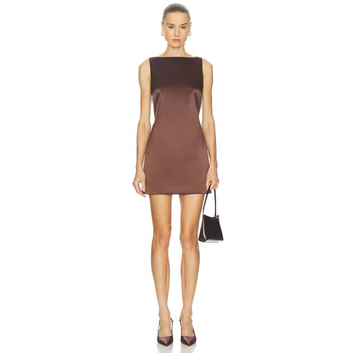 Camila Coelho 【 Maly Mini Dress Women Chocolate Brown 】 お召しもの レディース 赤銅色 赤銅色 ドレス-レディースファッション