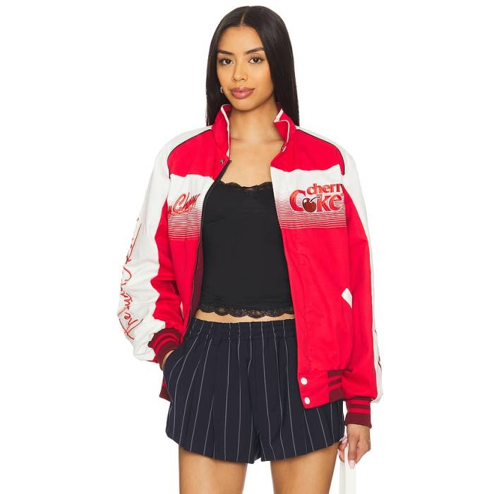 The Laundry Room 【 Very Cherry Coke Racing Jacket Women Red \u0026Amp; White 】 Jacket 上衣 レディース Red 赤・赤いこと 白いこと 白いこと