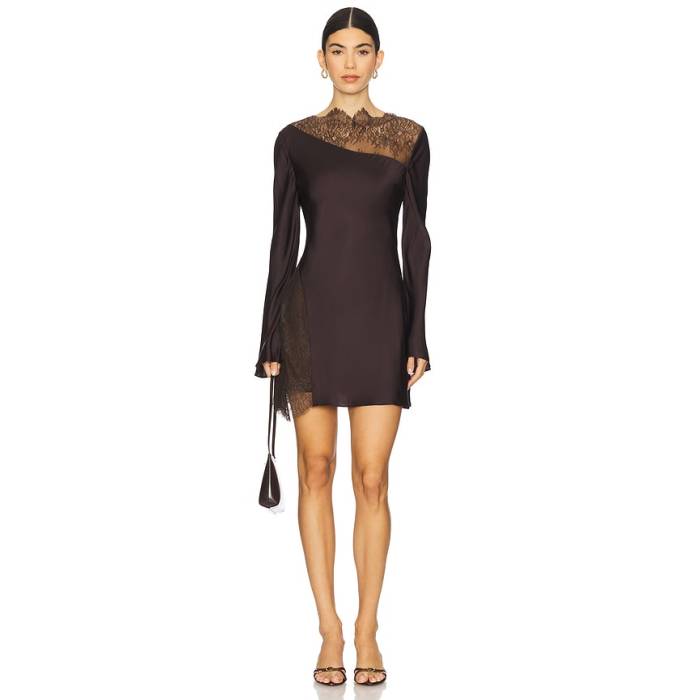 Shona Joy 【 Allegra Lace Panelled Mini Dress Women Espresso 】 アレグラ 御召しもの レディース