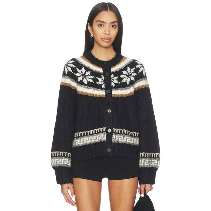 The Great 【 The Snowflake Ice Rink Cardigan Women Black 】 ジレー レディース 黒いこと 黒いこと