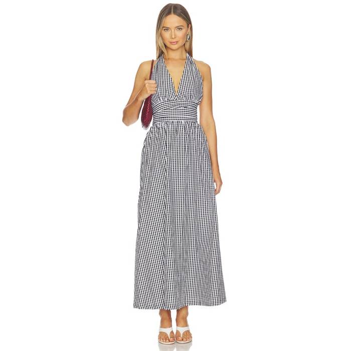 フェイスフルザブランド Faithfull The Brand 【 Lido Maxi Dress Women Black Textured Gingham 】 お召しもの レディース 黒いこと 黒いこと
