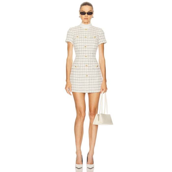 Self-Portrait 【 Boucle Mini Dress Women Cream 】 お召しもの レディース 皮膚軟化剤