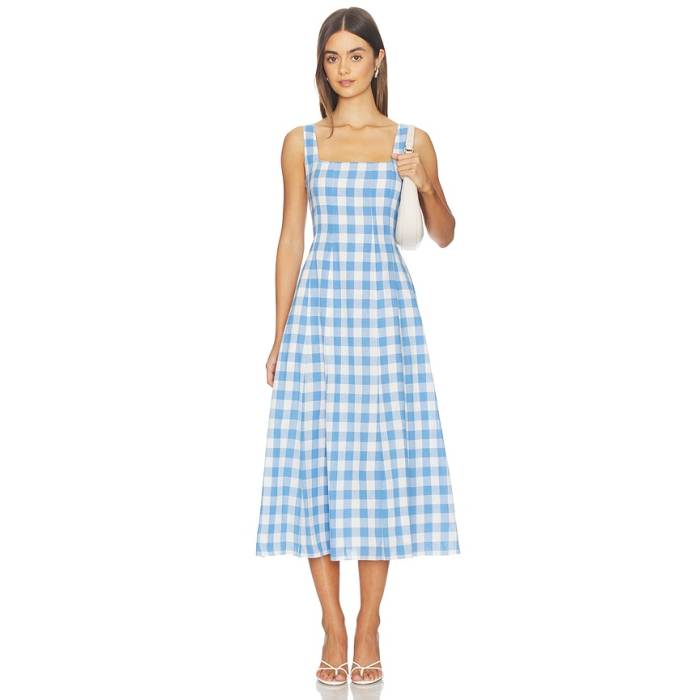 Cleobella 【 Ardena Ankle Dress Women Blue Bonnet Gingham 】 お召しもの レディース 青み 青色