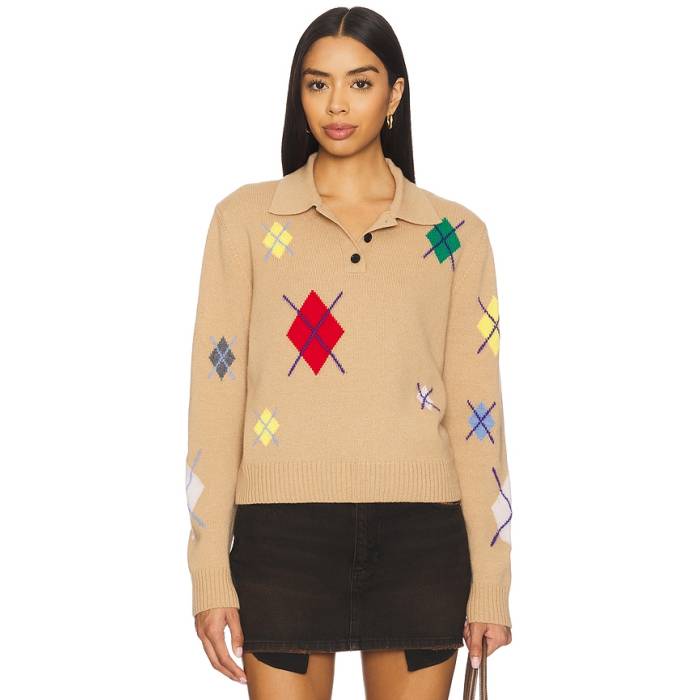Msgm 【 Broken Argyle Sweater Women Beige 】 調教師 レディース ベージュ