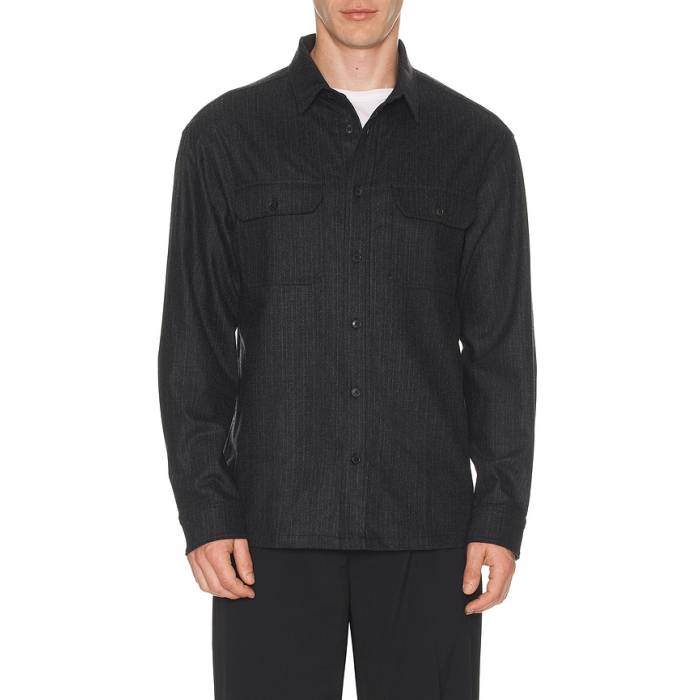 ニリ 置き目タン Nili Lotan 【 Evander Shirt Men Charcoal 】 メンズ 濃灰色