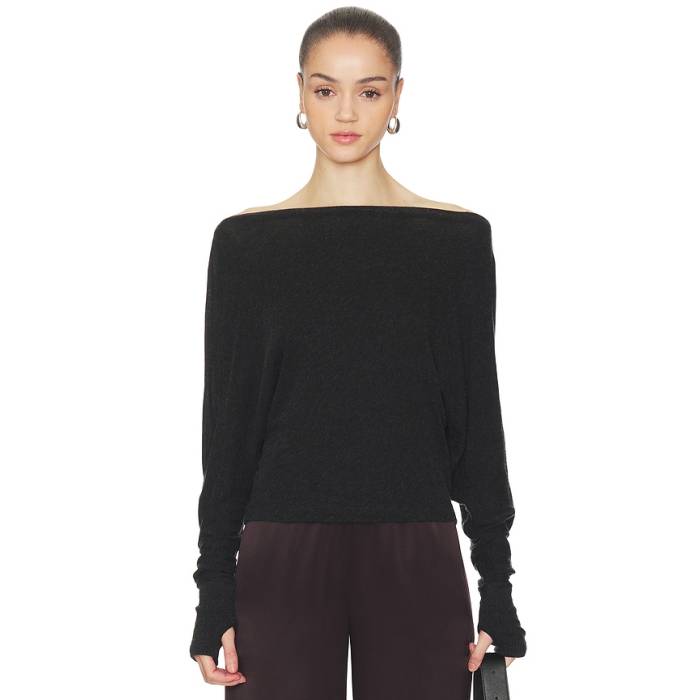 Enza Costa 【 Cashmere Jersey Dolman Top Women Charcoal 】 プルオーバー レディース 濃灰色