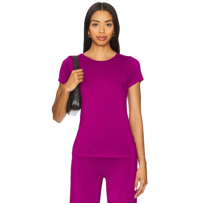 Michael Lauren 【 Tucker Short Sleeve Fitted Tee Women Berry Burst 】 Sleeve 捩り プルオーバー レディース 張りさける