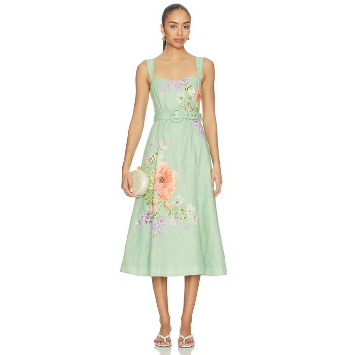 Hemant And Nandita 【 Midi Dress With Buckle Belt Women Green 】 御召しもの バックル 三尺帯 レディース green 緑・緑であること