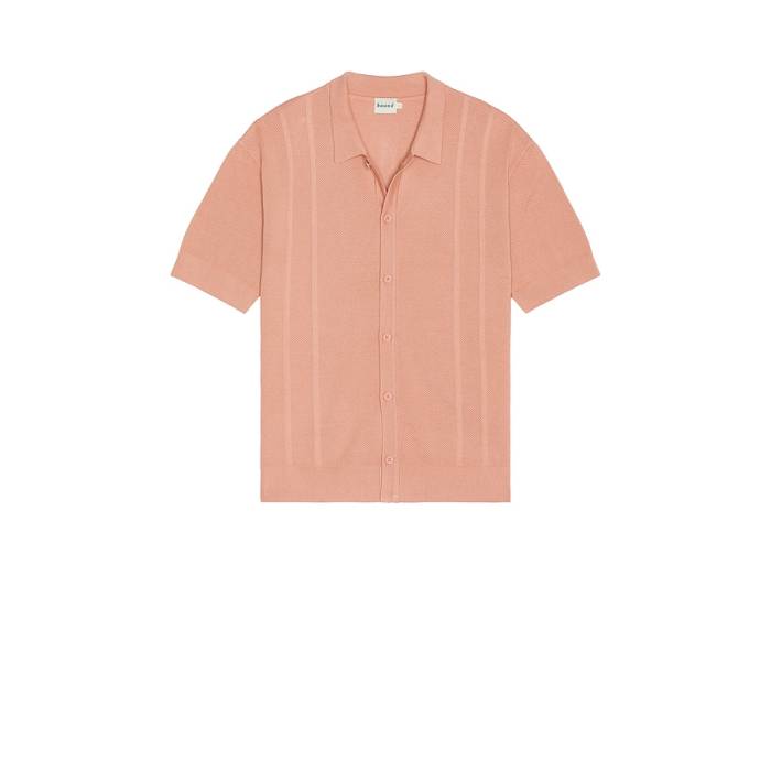 Bound 【 Stanley Knit Waffle Shirt Men Rose Pink 】 編み物 ワーヘル メンズ Rose サクラ色 pink サクラ色