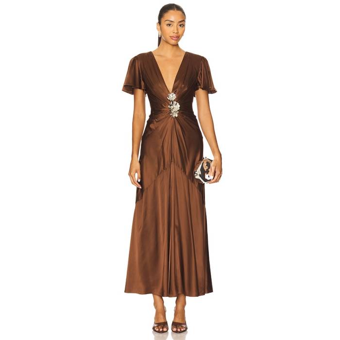 Cinq A Sept 【 Kordyn Dress Women Dark Sepia 】 御召しもの レディース