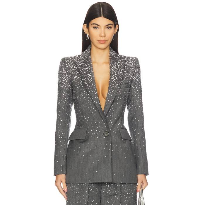 Alex Perry 【 Crystal Embellished Fitted Blazer Women Slate Grey 】 ブレイザー レディース 薄墨色 薄墨色