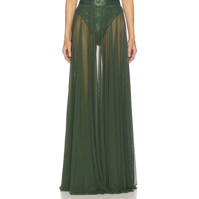 Norma Kamali 【 Flared Maxi Skirt Women Dark Emerald 】 レディース