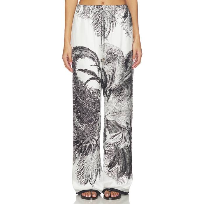 ジ・アティコ The Attico 【 Feather Print Pant Women White \u0026Amp; Black 】 ズボン下 レディース 白いこと 白いこと 黒いこと 黒いこと
