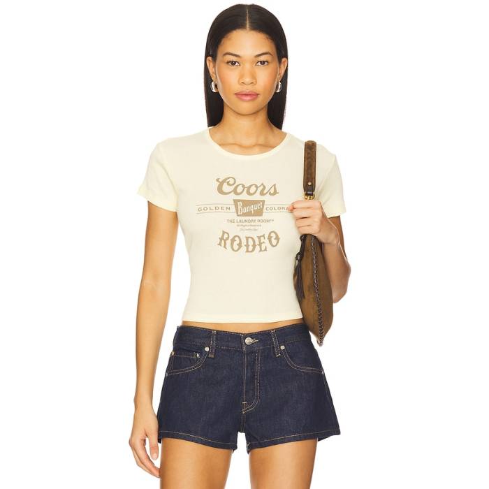The Laundry Room 【 Coors Banquet Rodeo Stamp Baby Tee Women Vintage Yellow 】 プルオーバー レディース vintage ビンテージ・ヴィンテージ yellow 黄味がかった・黄色