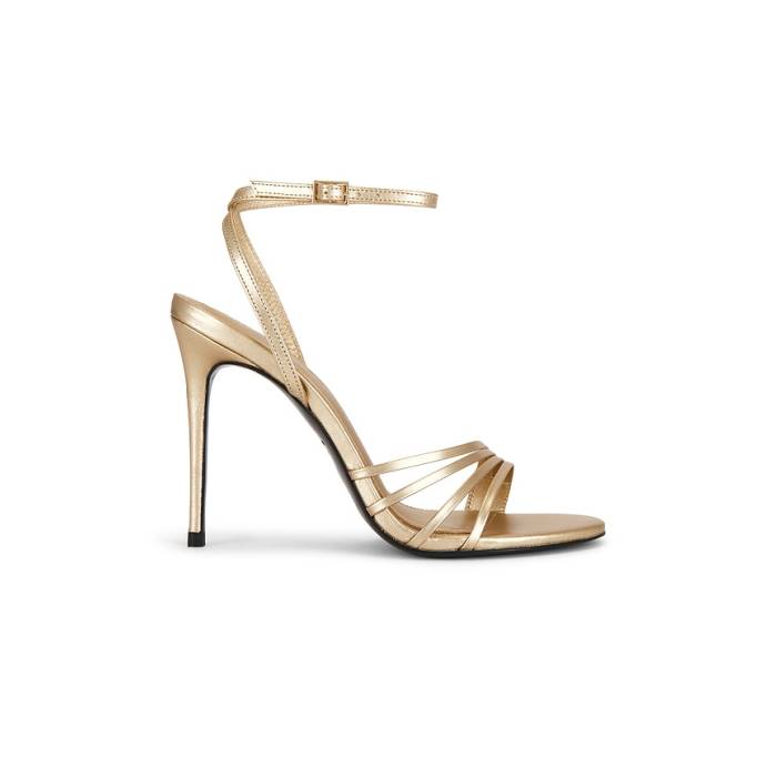 Black Suede Studio 【 Ella 100 Sandal Women Gold Metallic Leather 】 レディース ゴールド なめし革