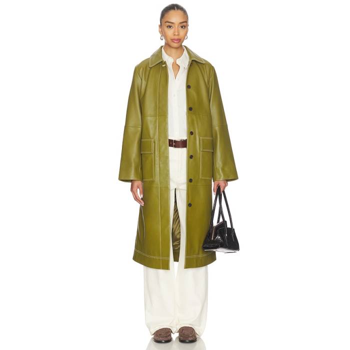 Aligne 【 Mountain Leather Coat Women Green 】 なめし革 レディース green 緑・緑であること