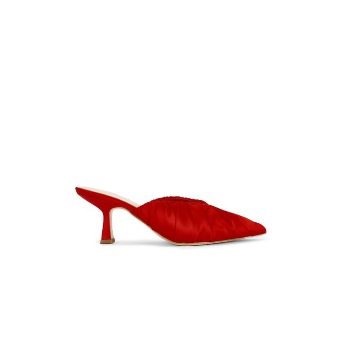 ロフラーランドール Loeffler Randall 【 Inez Smocked Mule Women Red Satin 】 レディース Red 赤・赤いこと 繻子