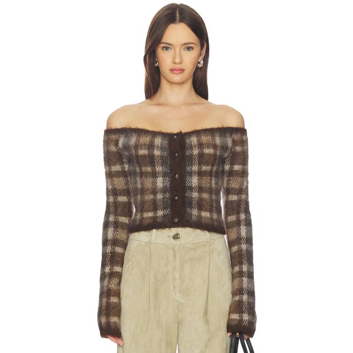 ナヌーシュカ Nanushka 【 Liliah Cardigan Women Brown \u0026Amp; Creme Check 】 ジレー レディース 赤銅色 赤銅色