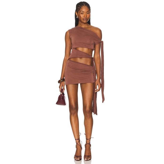 ジェイディッドロンドン Jaded London 【 Mena Knotted Mini Dress Women Brown 】 ドレス レディース 茶色 ブラウン