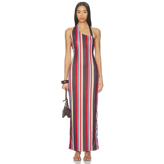 Sndys 【 Sherri Asymmetrical Maxi Dress Women Multi Stripe 】 御召しもの レディース Stripe 縞模様