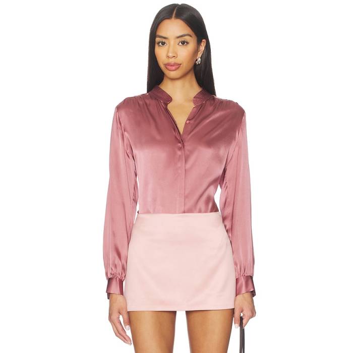 L\u0027agence 【 Bianca Band Collar Blouse Women Mauve Rose 】 レディース Rose サクラ色