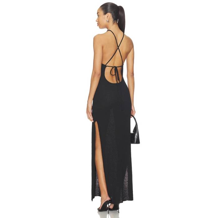 バル一点 Bardot 【 Larissa Halter Knit Dress Women Black 】 編み物 お召しもの レディース 黒いこと 黒いこと レディースファッション-ドレス