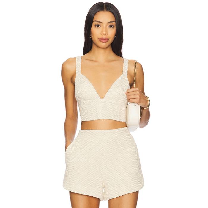 L\u0027agence 【 Castalia Bra Top Women White, Ivory, \u0026Amp; Gold 】 レディース ゴールド