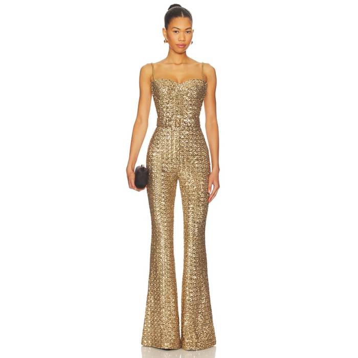 Nadine Merabi 【 Lucinda Jumpsuit Women Gold 】 飛び降りる背広 レディース ゴールド