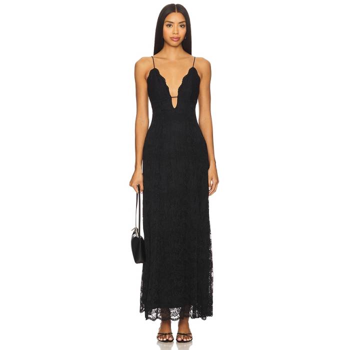 バルドット Bardot 【 Sabrine Lace Maxi Dress Women Acid Black 】 ドレス レディース 黒色 ブラック｜スニケス