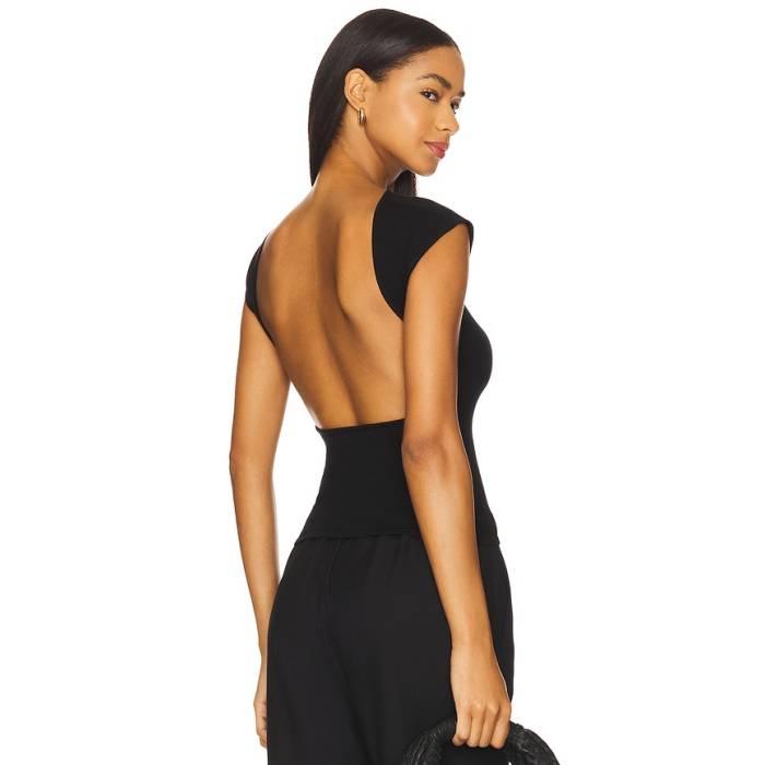 St. Agni 【 St Agni Sculpted Ballet Knit Top Women Black 】 編み物 レディース 黒いこと 黒いこと