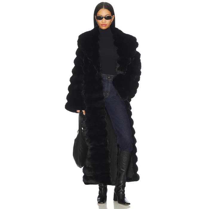 Adrienne Landau 【 Chinchilla Full Length Coat Women Jet Black 】 レディース 黒色 ブラック｜スニケス