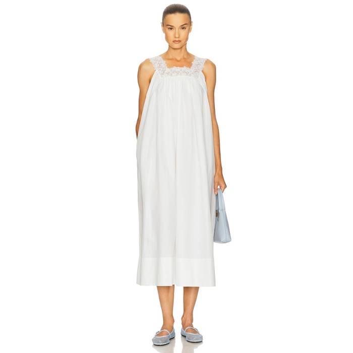 Helsa 【 Midi Dress With Lace In Tech Poplin Women White 】 ドレス テック レディース 白色 ホワイト｜スニケス 34,255円