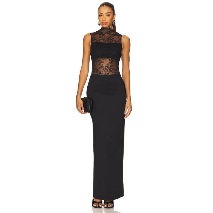 アリスアンドオリビア Alice + Olivia 【 Nichol Maxi Dress With Bandeau Women Black 】 御召しもの レディース 黒いこと 黒いこと