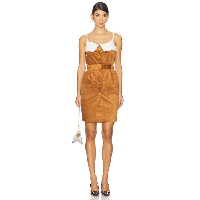Shushu/Tong 【 Fan-Shaped Turn-Down Collar Camisole Dress Women Brown 】 ドレス レディース 茶色 ブラウン｜スニケス