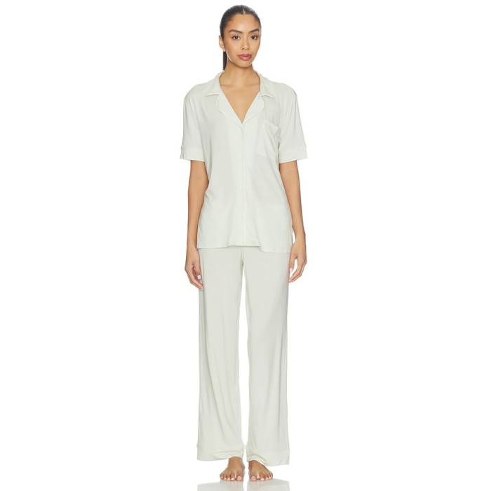 エバージェイ Eberjey 【 Gisele Pajama Set Women Seafoam \u0026Amp; Ivory 】 レディース 象牙色