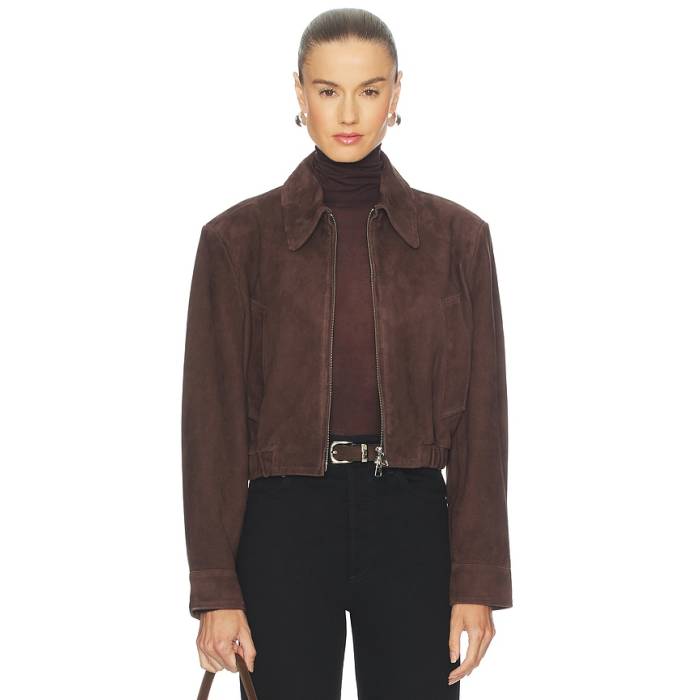 Agolde 【 Nahlia Cropped Suede Jacket Women Root 】 スエード・スウェード Jacket 上衣 レディース