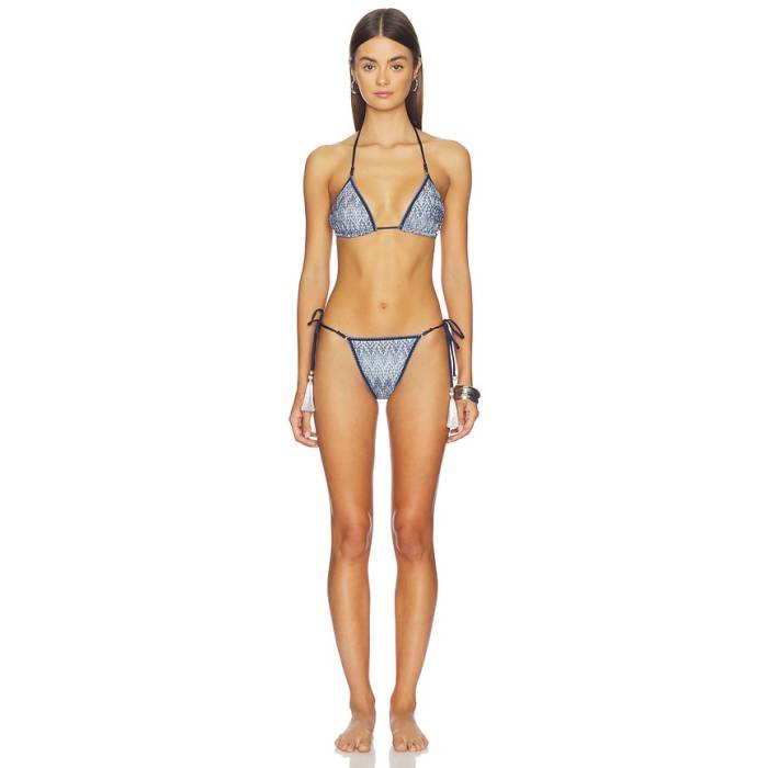 Hanne Bloch 【 Knit Triangle Bikini Set Women Blue 】 編み物 レディース 青碧 青碧