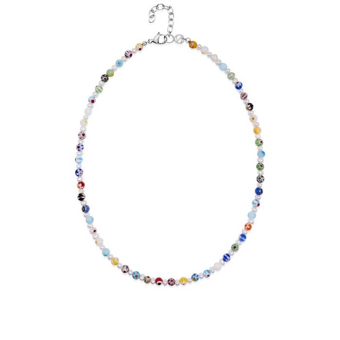 Nialaya 【 Pearl And Handpainted Glass Beads Necklace Men Multicolor 】 パール ネックレス メンズ|スニケス