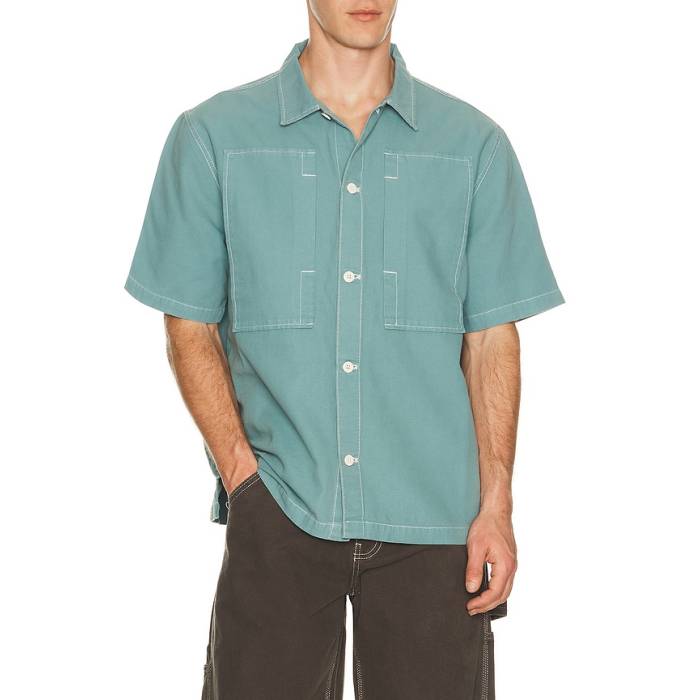 スタンレイ Stan Ray 【 Short Sleeve Painter Shirt Men Brittany Blue Canvas 】 Sleeve スリーブ メンズ 青色 ブルー｜スニケス